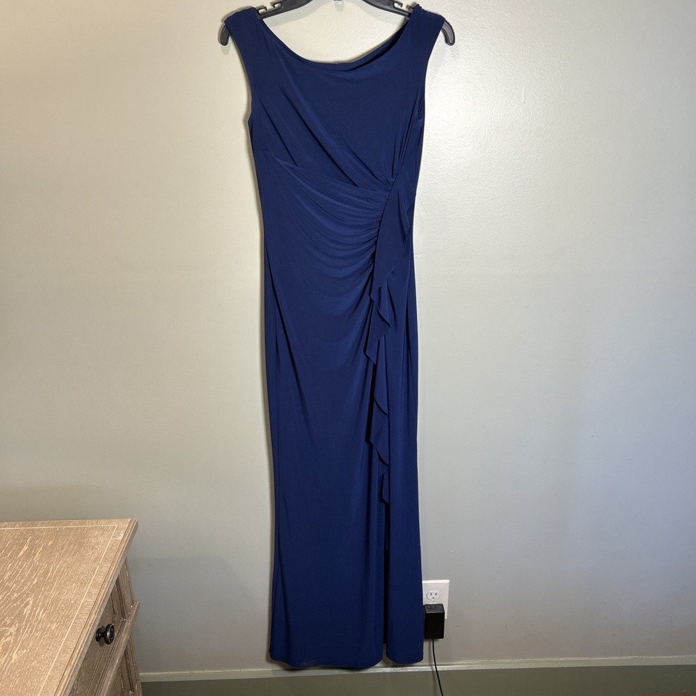 New Lauren Ralph Lauren Women's Long Navy Blue Sleeveless wrap Dress Size 4